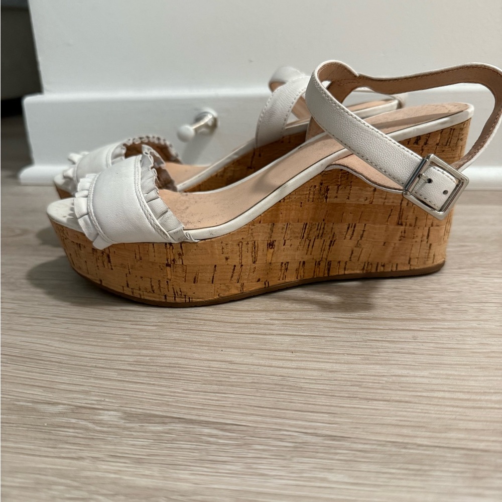White Kate Spade Wedge Sandals
